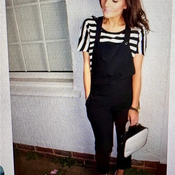 Wallflower black Cotton Jumpsuit Overalls drawstring waist M - Picture 3 of 11